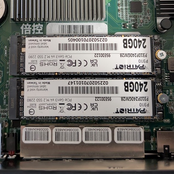 M.2 SATA SSDs used for the system